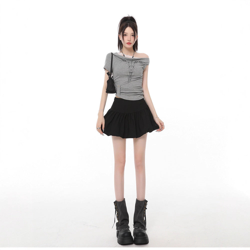 Ballet-style White Bud Skirt For Women Sweet And Chic High-waisted A-line Skirt For Summer French-style Fluffy Bubble Skirt