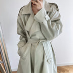 Temperament British Mid Length Over The Knee Windbreaker Women Loose Korean Style Jacket
