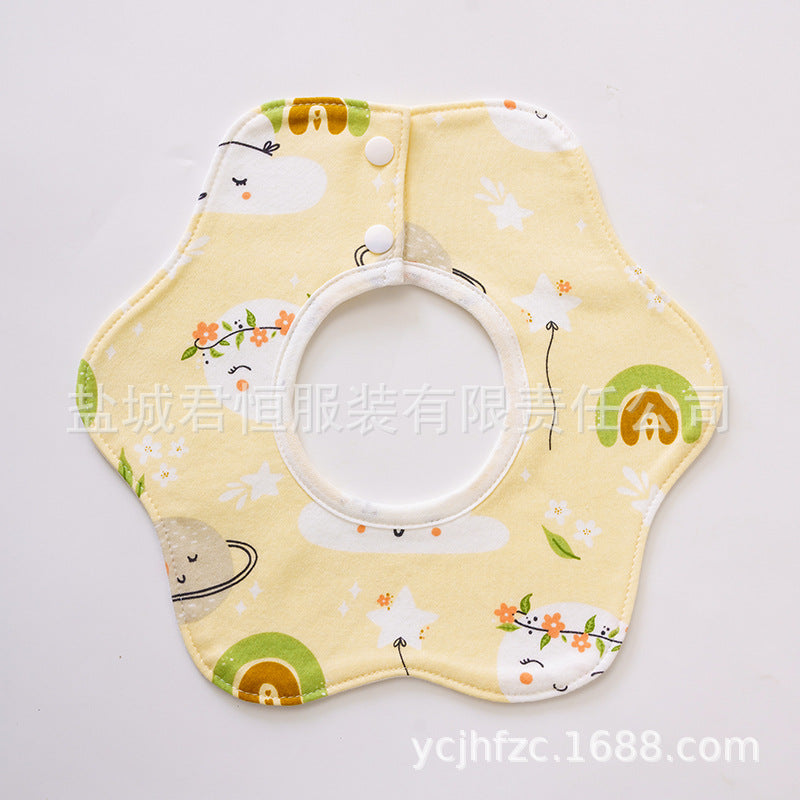 Pure Cotton 360° Rotatable Baby Bib - Petal-Shaped Drool Bib