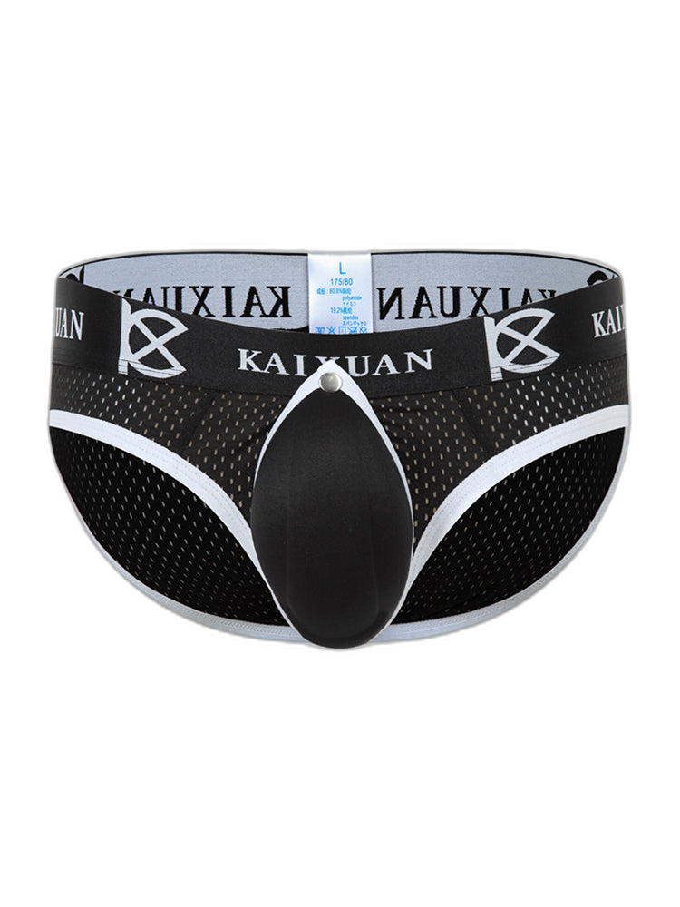 2 Pack Men's Sexy Mesh Front Opening Sponge Coaster Briefs