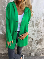Casual Hooded Single-Breasted Cardigan Fashion Loose Solid Color Jacket Spring And Autumn Women's Clothing