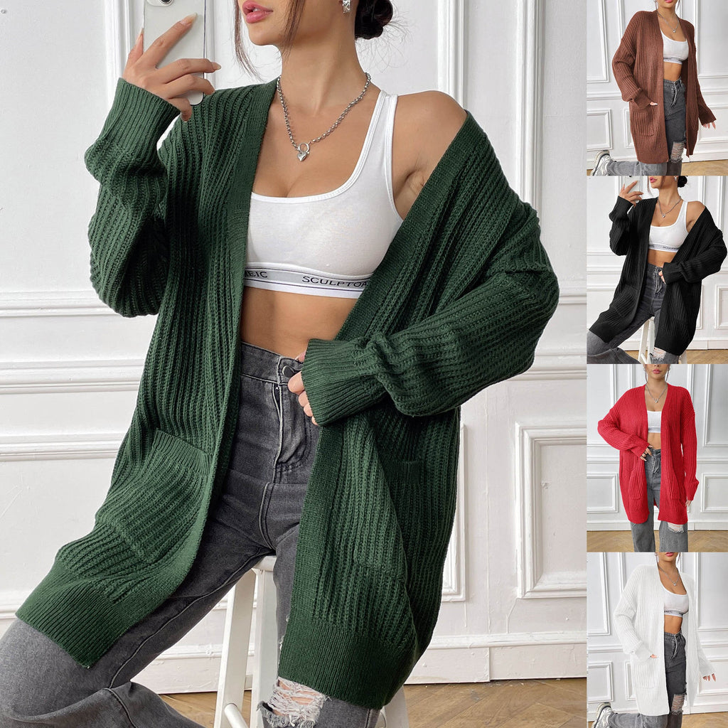 New Double Pocket Simple Casual Sweater Cardigan