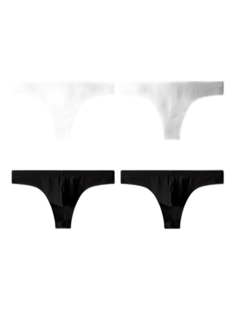 4-Pack Men's Seamless Solid Color Stretch Fit Ice Silk Thong