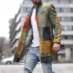 Woolen Printed Men's Coat Fashion Mid-length Trench Coat