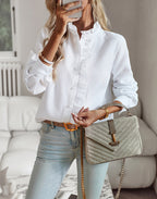 Striped Long Sleeve Shirt Fashion Ruffle Design Button Up Tops Casual Office Blouse Elegant Commuting Women's Clothing