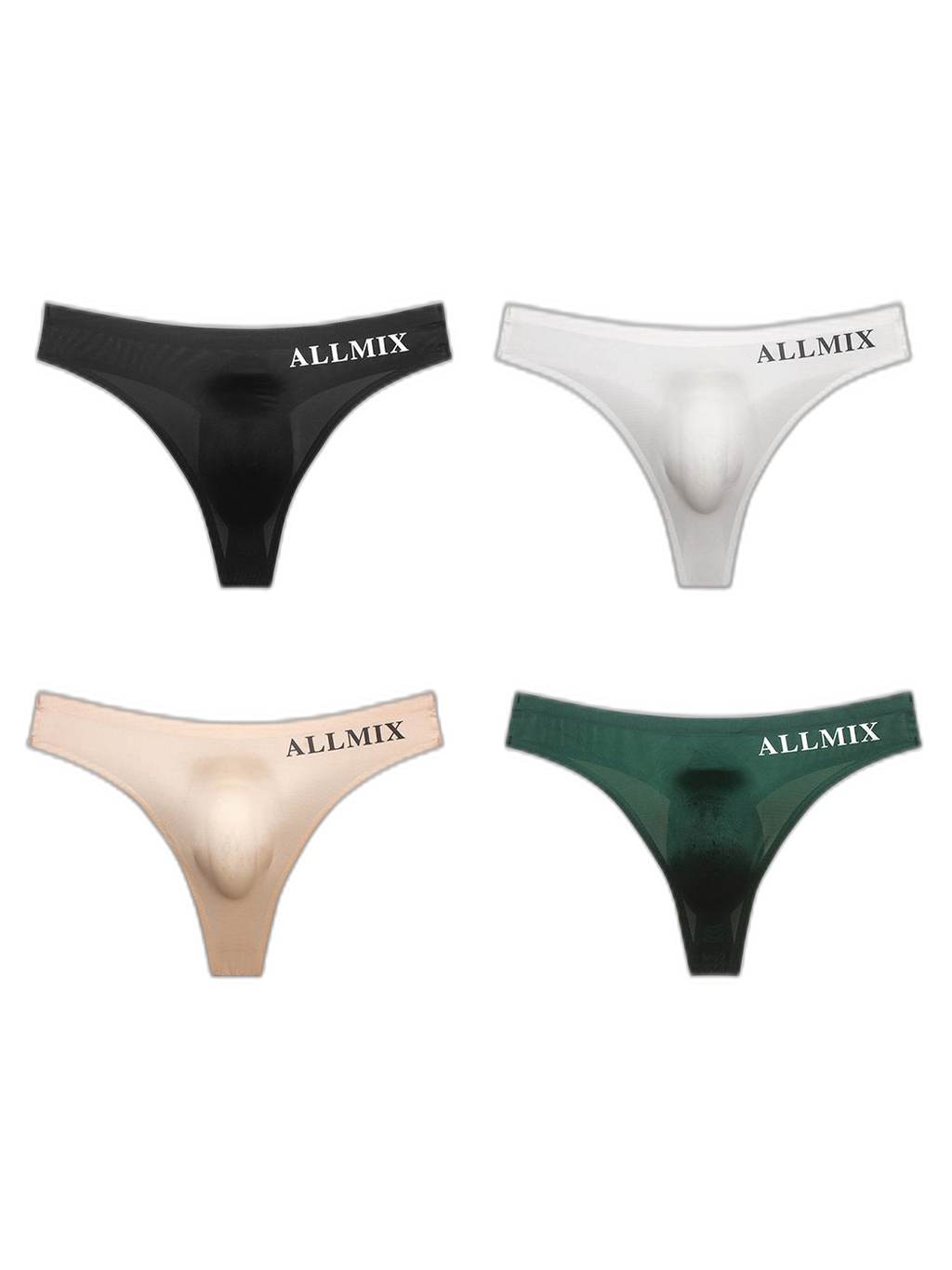 4 Pack ALLMIX Men's Sexy Seamless T-back Thongs