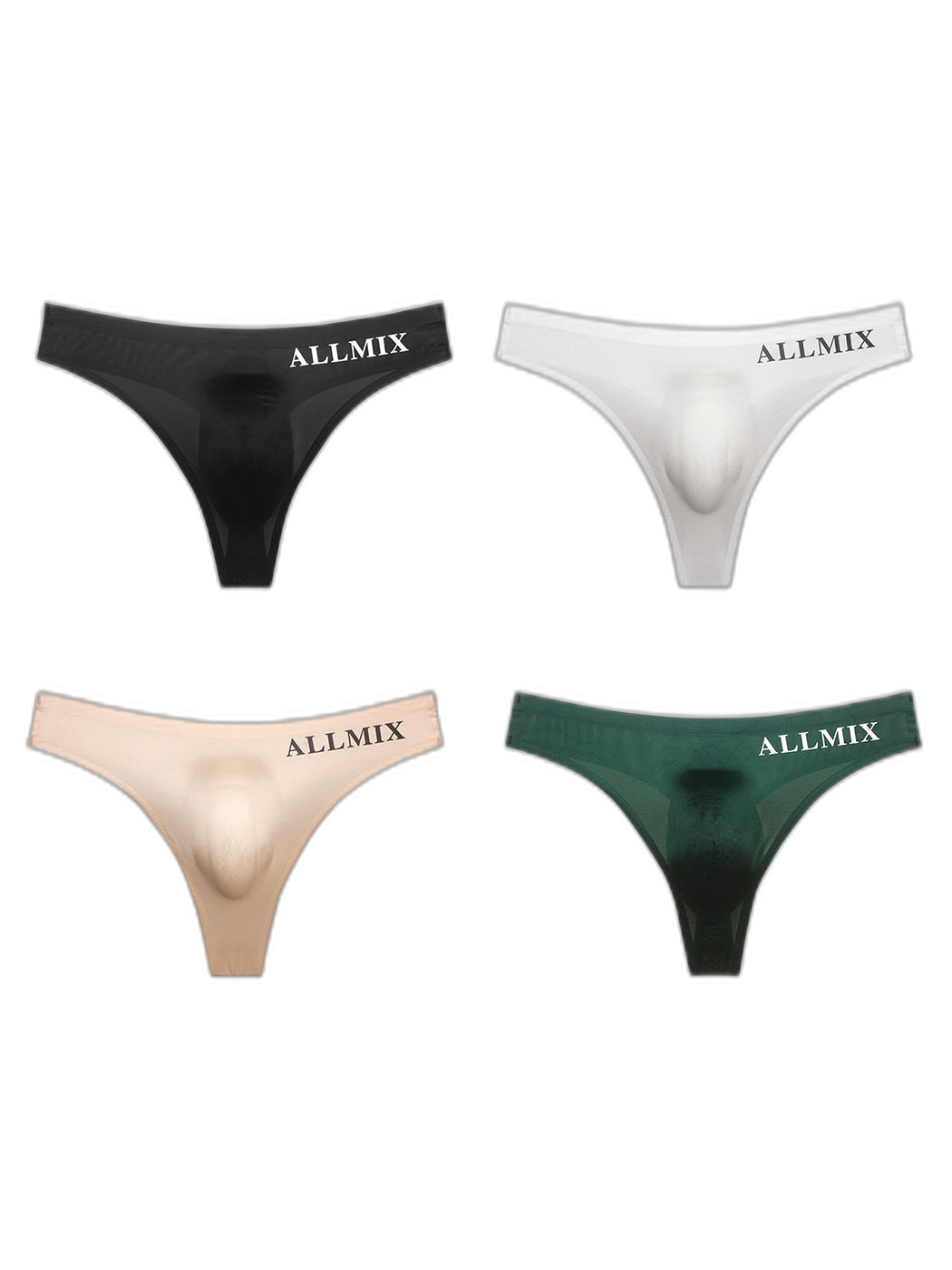 4 Pack ALLMIX Men's Sexy Seamless T-back Thongs