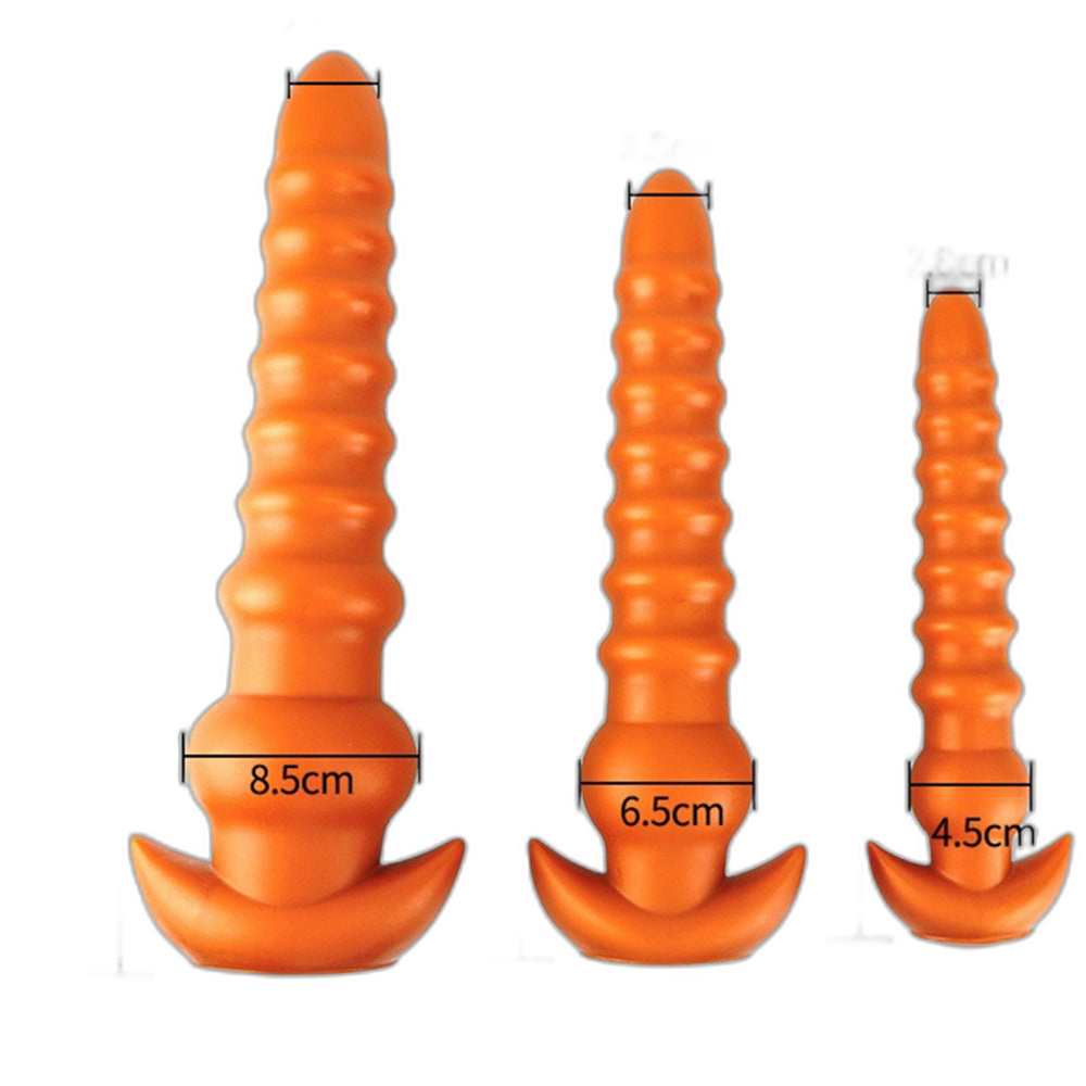 Cracker - Silicone Butt Plug - Deep Anal Sex Toy - Ribbed Anal Dildo - 3 Sizes