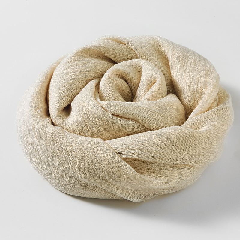 Artistic Sunscreen Solid Color Cotton And Linen Scarf