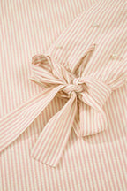 Striped Bow Cuff Pearl Embellished Blouse Women UK