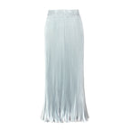 Draped Elastic-waist Versatile Figure-flattering Sophisticated Elegant Solid-color Maxi Skirt
