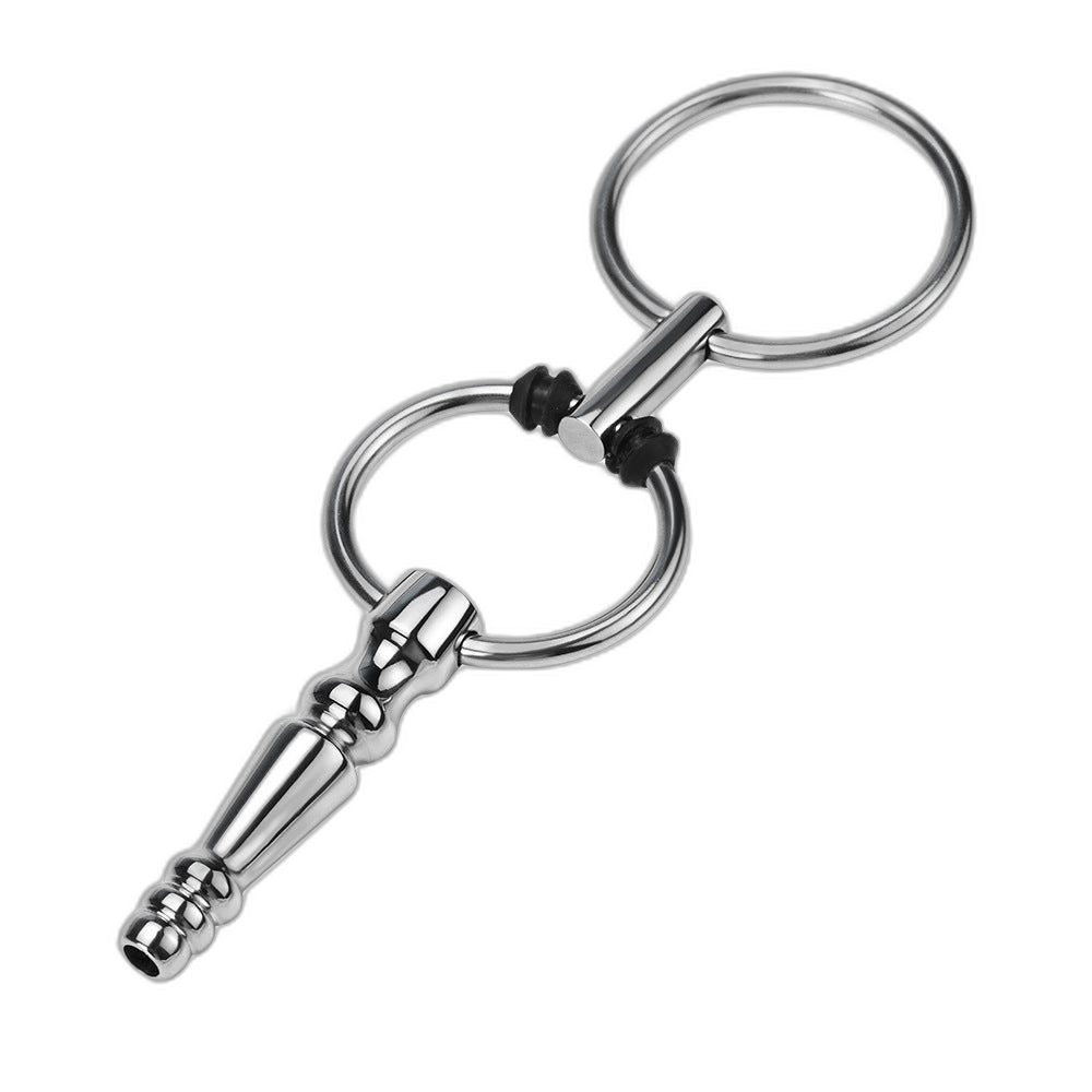 Stainless Steel Hollow Penis Plug with Twin Rings