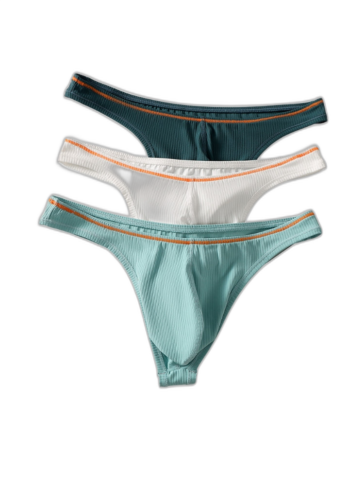 4 Pack Men's Low-Rise Solid Thongs with Reinforced Edging