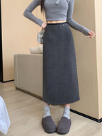 Sequined Thickened Wool High Waisted A Line Bodycon Skirt