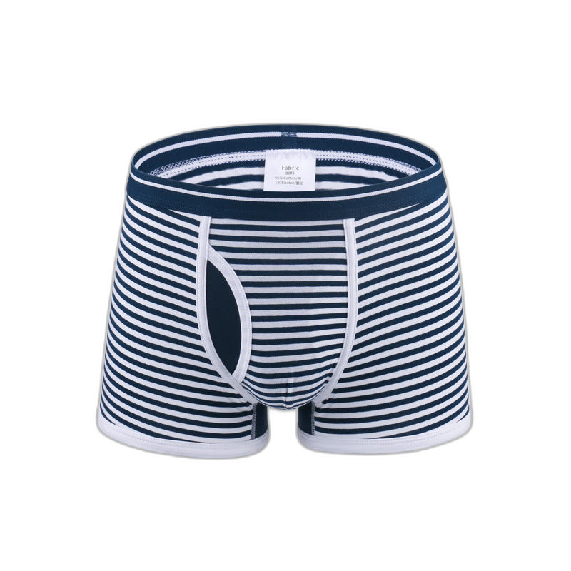 Men's Striped Cotton Sports Boxer Briefs