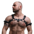 ruff GEAR Double Tone Leather Bulldog Harness White Black