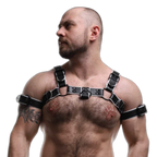 ruff GEAR Double Tone Leather Bulldog Harness White Black