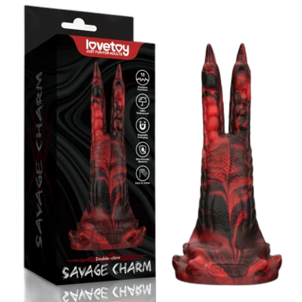 Savage Charm - Double Claw Vibrating Silicone Dildo - Fantasy Sex Toy