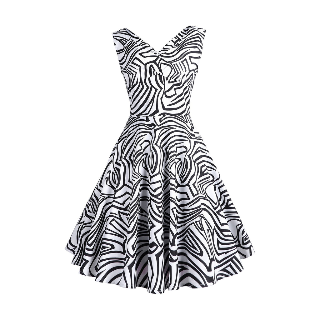 Retro Printed Maxi Sleeveless Dress Women
