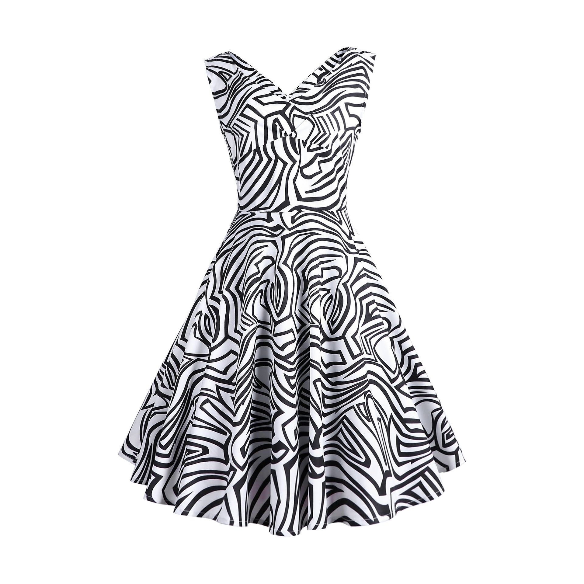 Retro Printed Maxi Sleeveless Dress Women