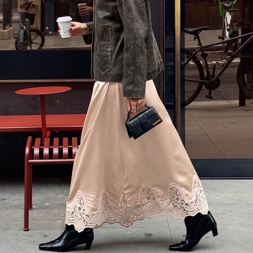 Women's Elegant And Sophisticated A-line Lace-trimmed Skirt That Goes With Everything