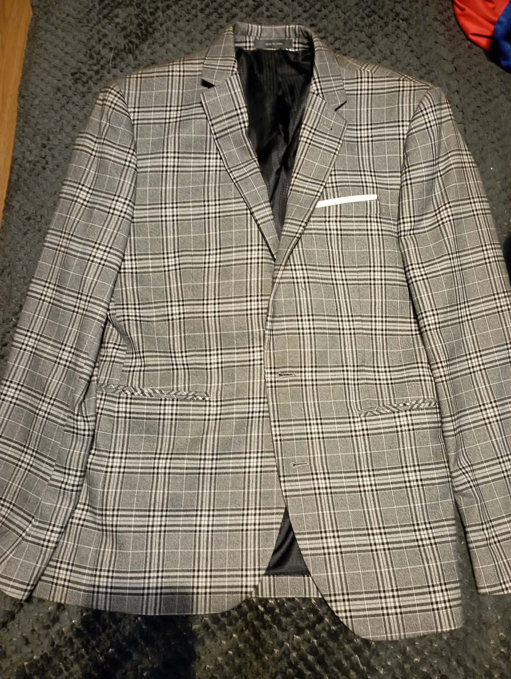 MENS checkered dress jacket SLIM FIT 38 SMALL UK