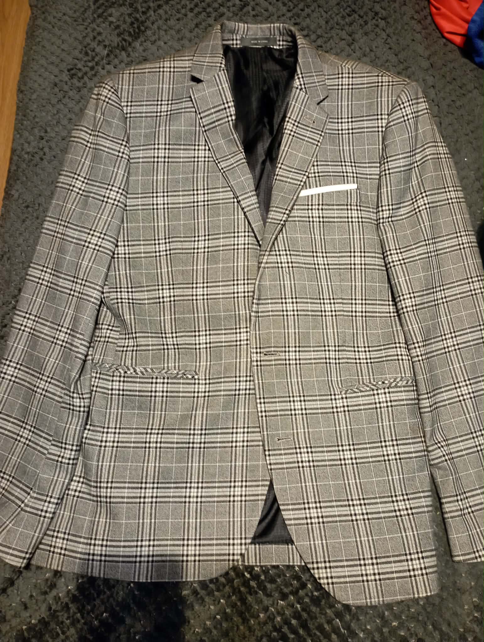 MENS checkered dress jacket SLIM FIT 38 SMALL UK