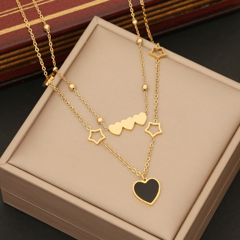 Black Love Heart Jewellery Suit