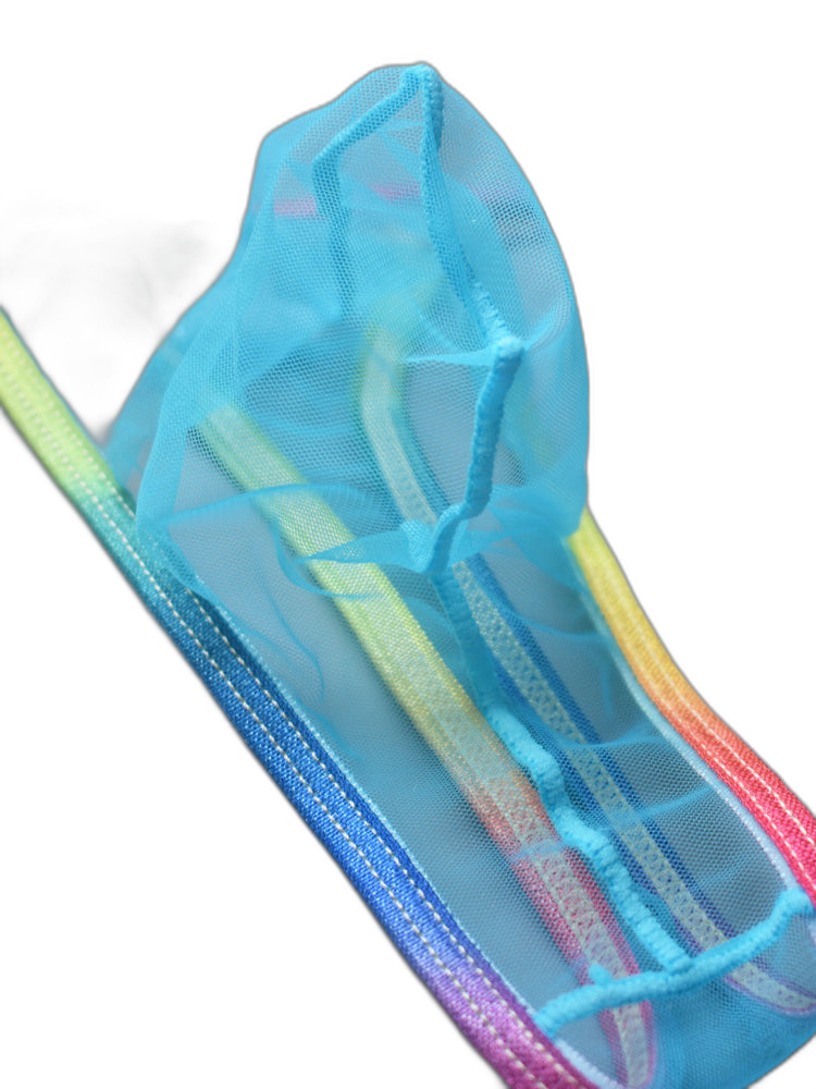 3-pack Men's Sexy Rainbow Transparent Convex Pouch Breathable Thong