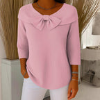 Knitted Bow Solid Color Sweater Autumn And Winter