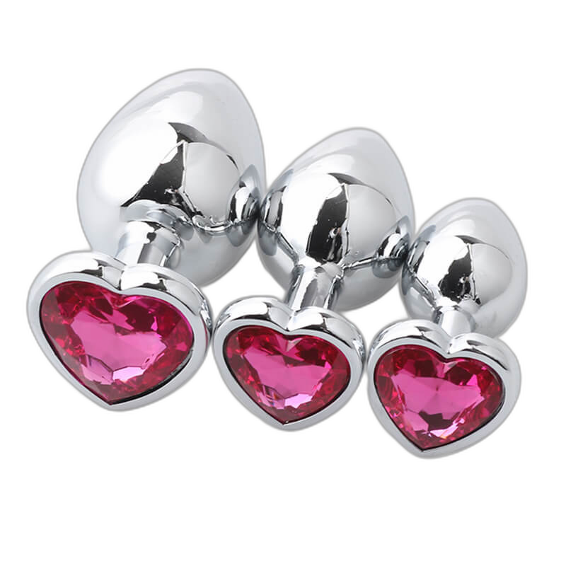Heart Metal Anal Plug Set - Training Kit