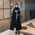 New Loose Mid-length Contrast Stitching Woolen Coat