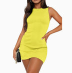 Spring And Summer High-grade Solid Color Short Skirt Sleeveless Girl Waist Sheath