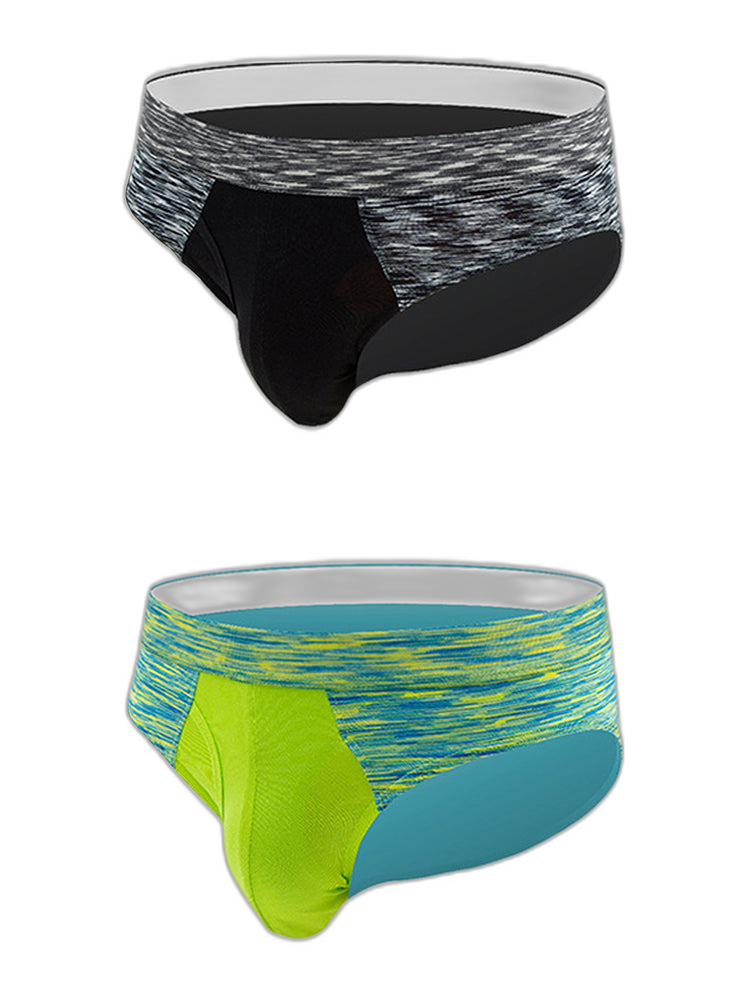 2 Pack Men's Breathable Spell Color Butt Lifting Briefs