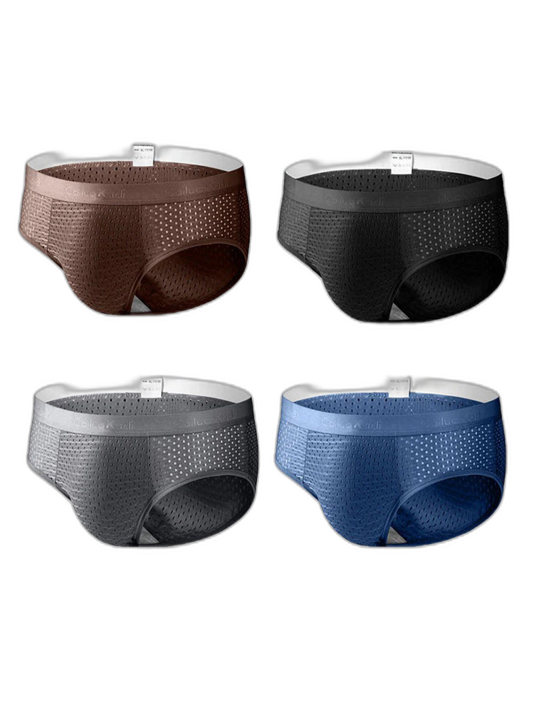 4 Pack Breathable Ice Silk Antibacterial Men's Briefs