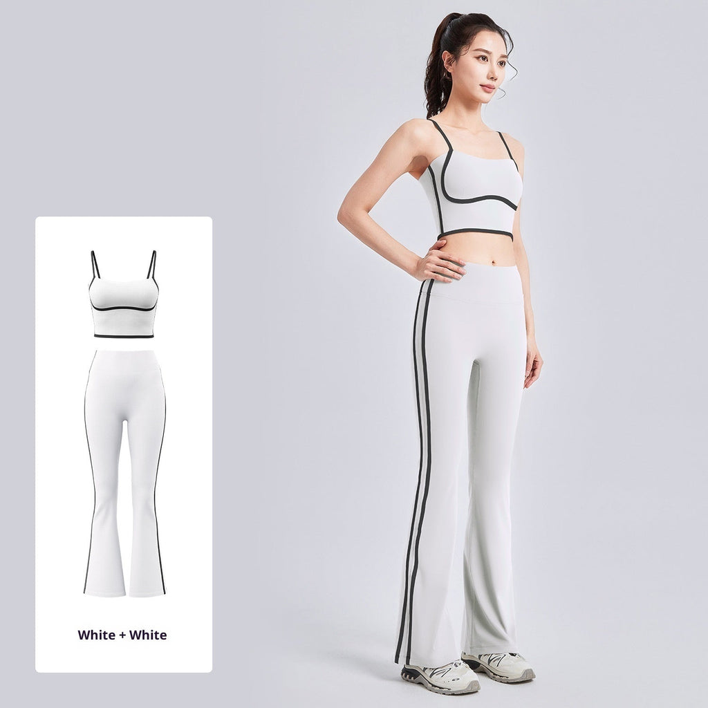 Juyitang Peach-Line Yoga Set High-Elastic Strappy Tank Top And High-Waist Pants Combo