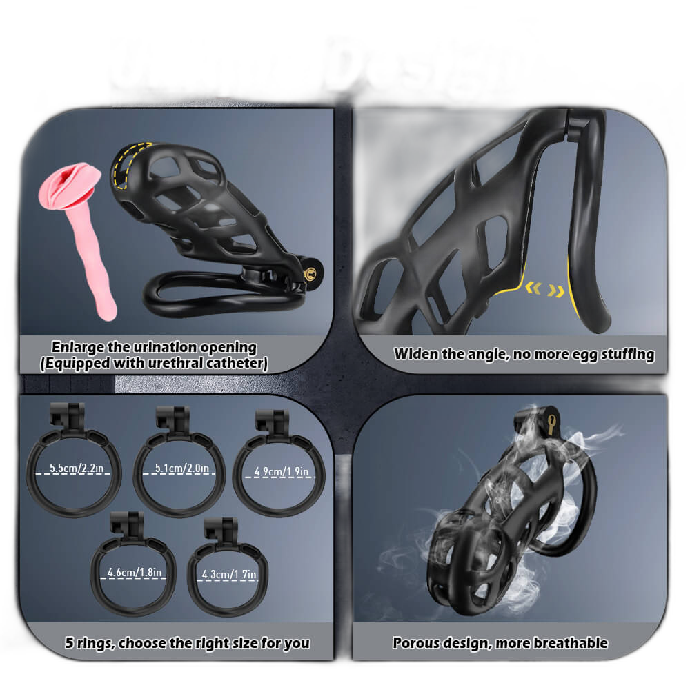 Cosmas - Male Chastity Device - Cock Cage - Chastity Cage With Catheter