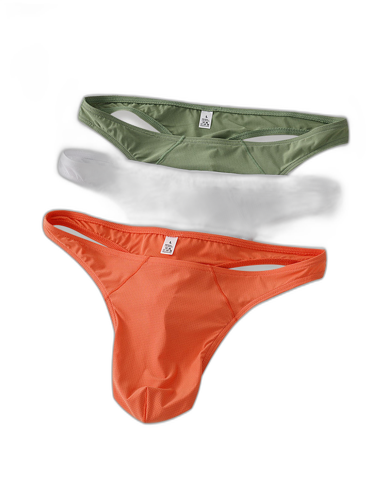 3 Pack Men's Low-Rise Performance Thong - Breathable Mesh & Smooth Fabric