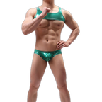 Shiny Harness-Crop Top + Briefs (2 Piece Outfit)