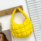 Women's Fashionable Pleated Puff Cloud Plaid Handbag