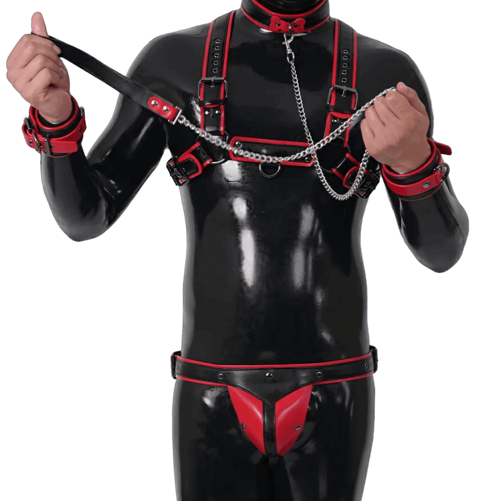 Furrjoi Harness, Cuff, Collar, Lead Underwear Bundle Red