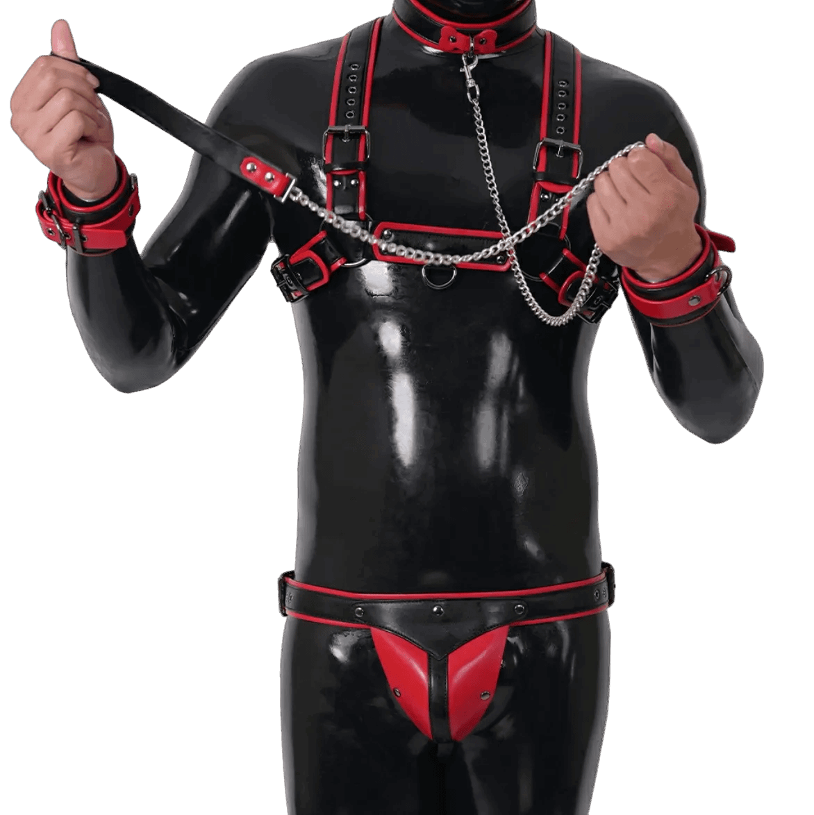 Furrjoi Harness, Cuff, Collar, Lead Underwear Bundle Red