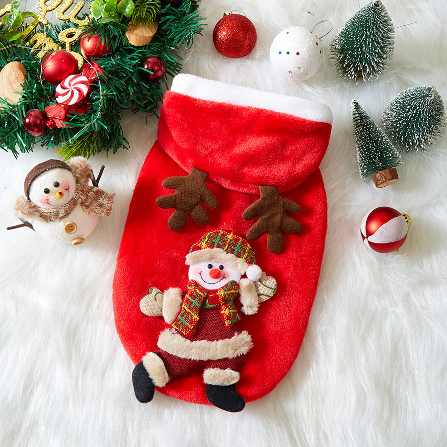 Pet Christmas Costumes Flannel Material Suitable For Small Cats And Dogs