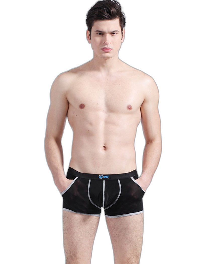 3 Pack Men's Long Leg Boxer Briefs Made of Ultra-Thin Ice Silk with Anti-Wear Elastic