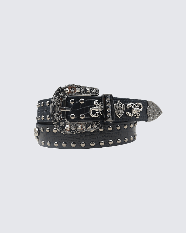 Scorpion Studded Western Punk Belt
