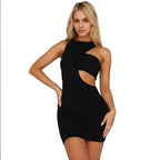 Spring And Summer New Women's Fashion Simple Sexy Dress High Waist Hollow Sleeveless Slim Short Skirt