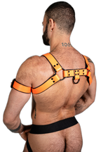 ruff GEAR Bold Leather Bulldog Harness Neon Orange