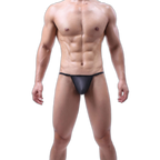 Black PU Leather Buckle-Up Thong