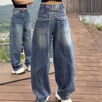 Retro Baguette Banana Pants Figure-flattering Denim Jeans For Women