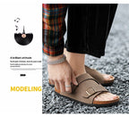 Double-breasted Cork Suede Sandals